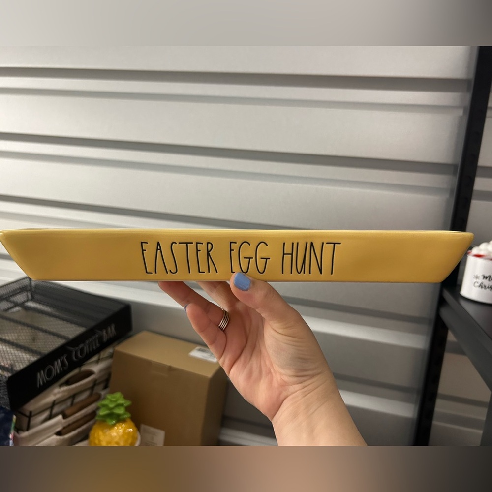 Rae Dunn Yellow 'Easter Egg Hunt' Ceramic Tray